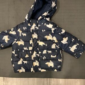 Carter's Navy Blue Puffer Jacket with Bear Print